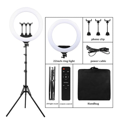 22-Inch LED Ring Light with Adjustable Brightness and Color