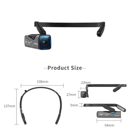 4K 60fps Wearable Vlog Camera with 64GB SD Card