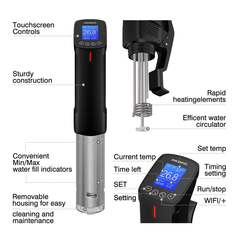 1000W WiFi Sous Vide Precision Cooker Stainless Steel