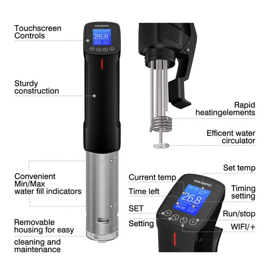 1000W WiFi Sous Vide Precision Cooker Stainless Steel