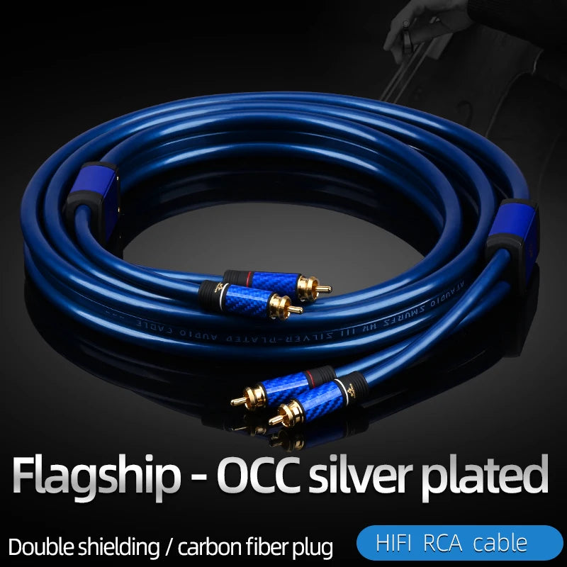 2m Stereo RCA Interconnect OCC Silver-Plated Cable