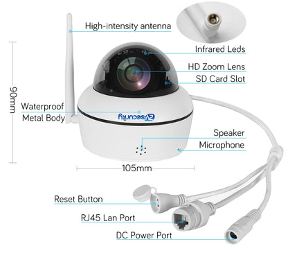 5MP Dome Camera Smart Home Tracking with 128GB Memory