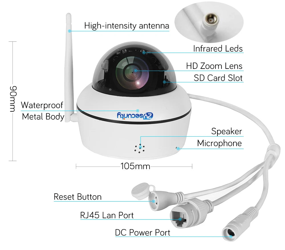 5MP Wireless Dome Security Camera with 32GB Card