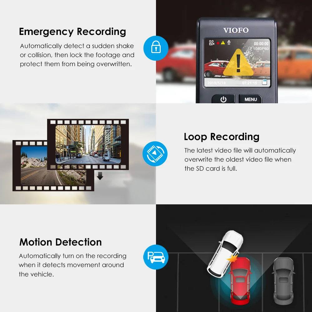 2K Car Dash Camera Parking Mode G-Sensor