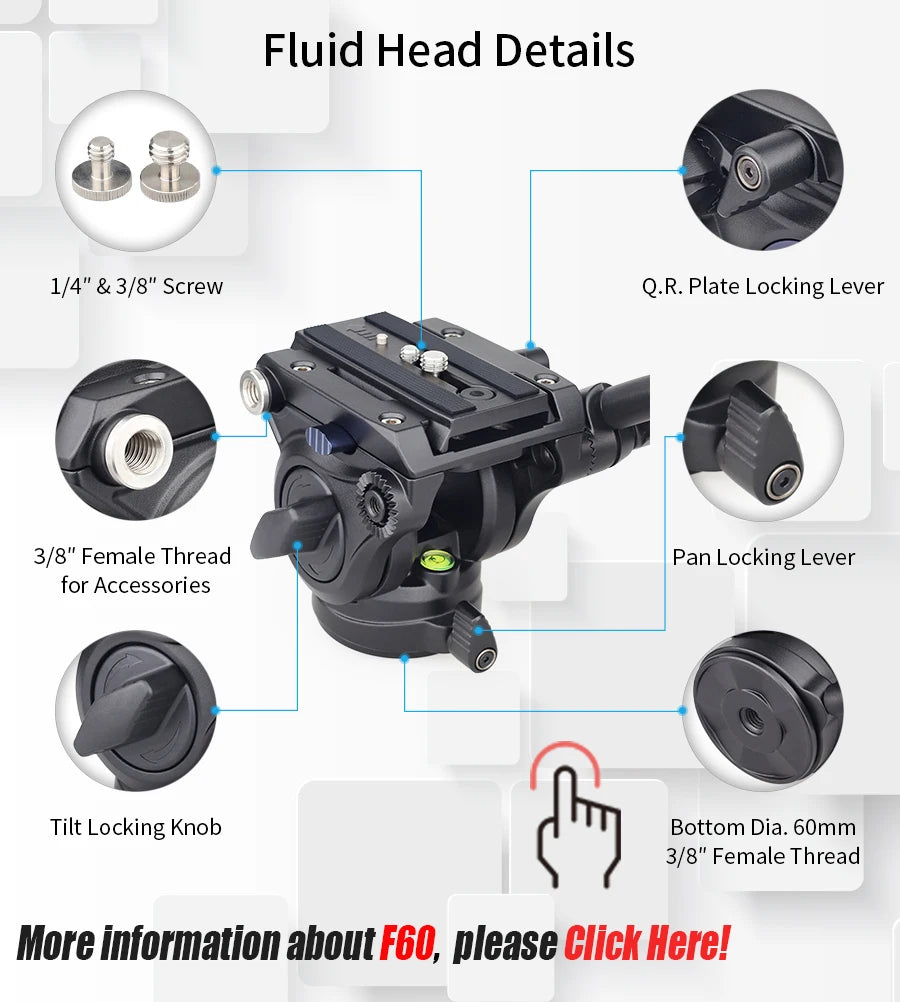 Professional Video Monopod Kit with Fluid Head Stand