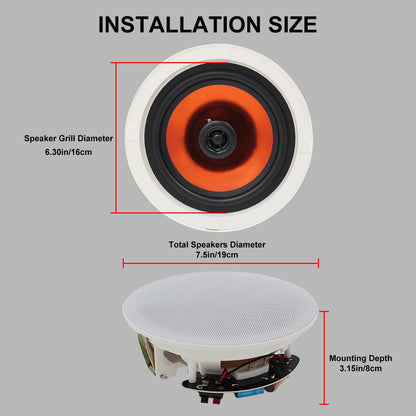 6.5” 4-Pack Ceiling Speakers 600W Home Audio