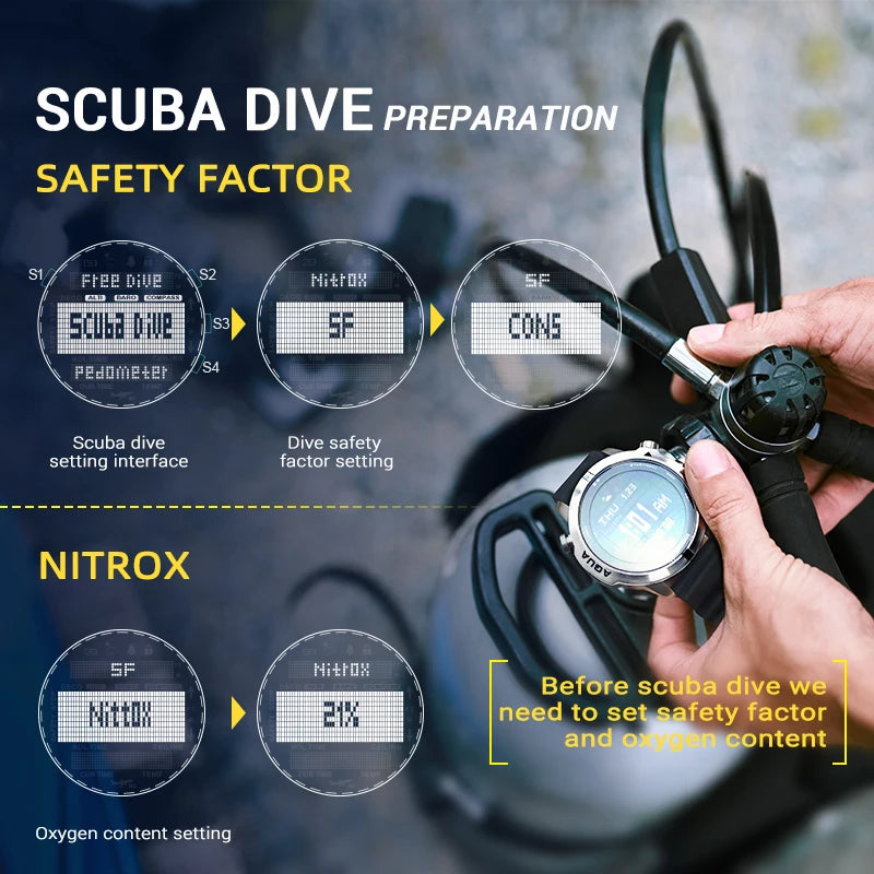 Professional Dive Computer Smartwatch 50m Waterproof with Compass and NDL