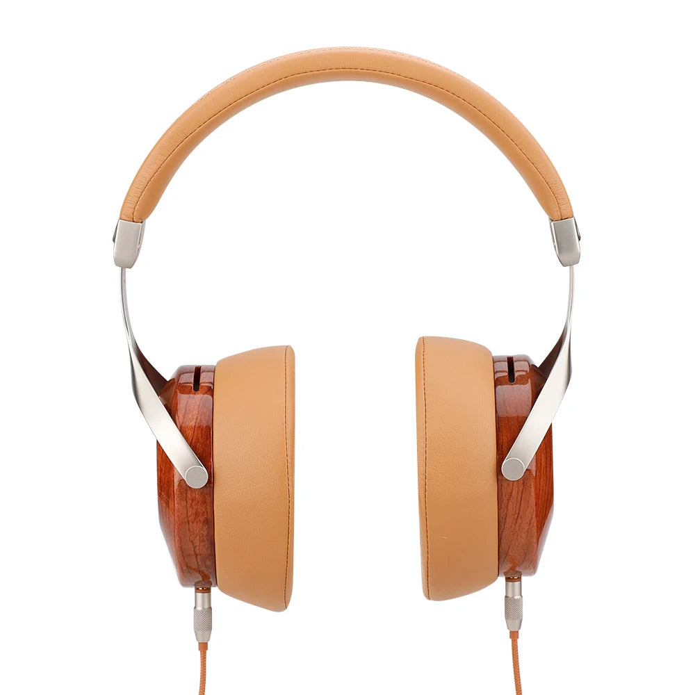 Brown Wooden Closed-Back Audiophile Headset