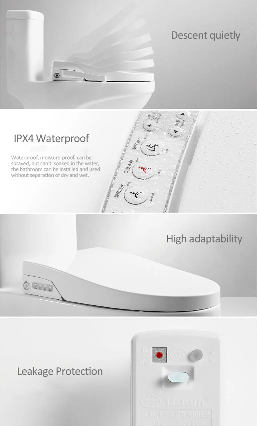 Smart U Shape Electric Bidet Toilet Seat with Night Light