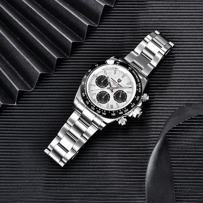 Chronograph Watch Gold White Dial with Sapphire Glass
