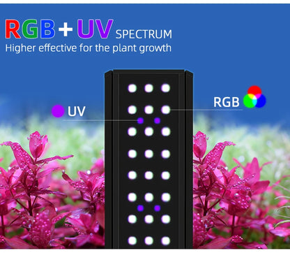 Bluetooth Aquarium Grow Light RGB UV Dimmable LED