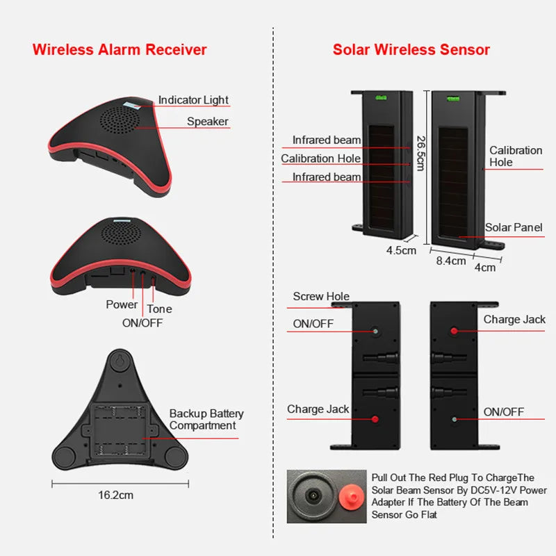 Smart Solar Beam Sensor Driveway Alert for Home Security
