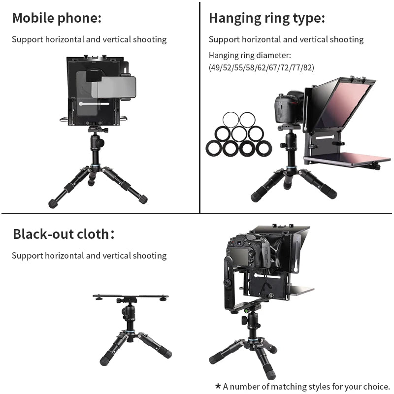 Foldable Teleprompter for 12 Inch Tablets and Phones
