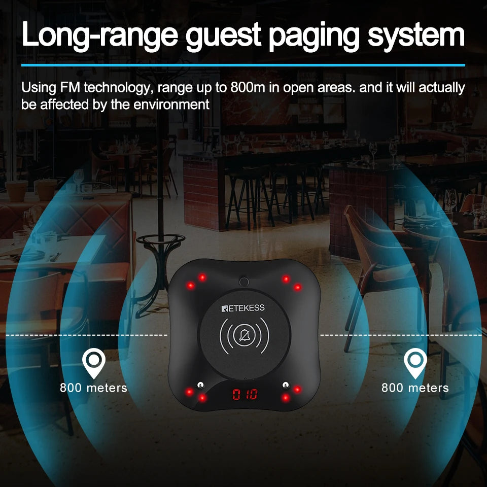 Wireless Restaurant Paging System with Coaster Buzzers and Vibration Alerts