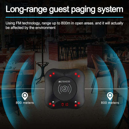 Wireless Restaurant Paging System with Coaster Buzzers and Vibration Alerts