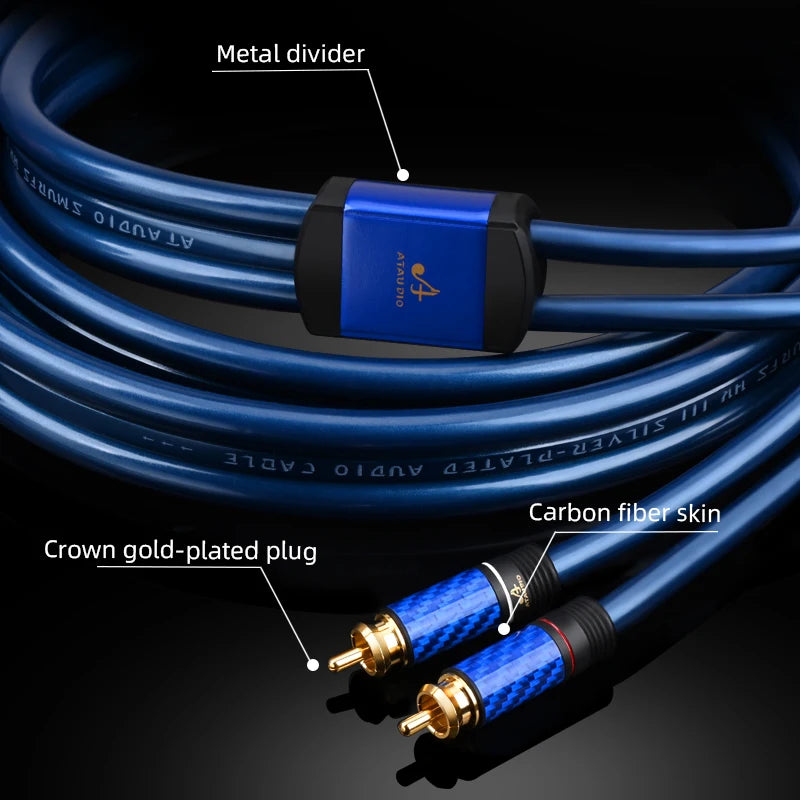 2m Stereo RCA Interconnect OCC Silver-Plated Cable