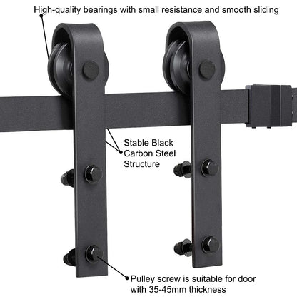 200CM Rustic Black Sliding Barn Door Track Hardware