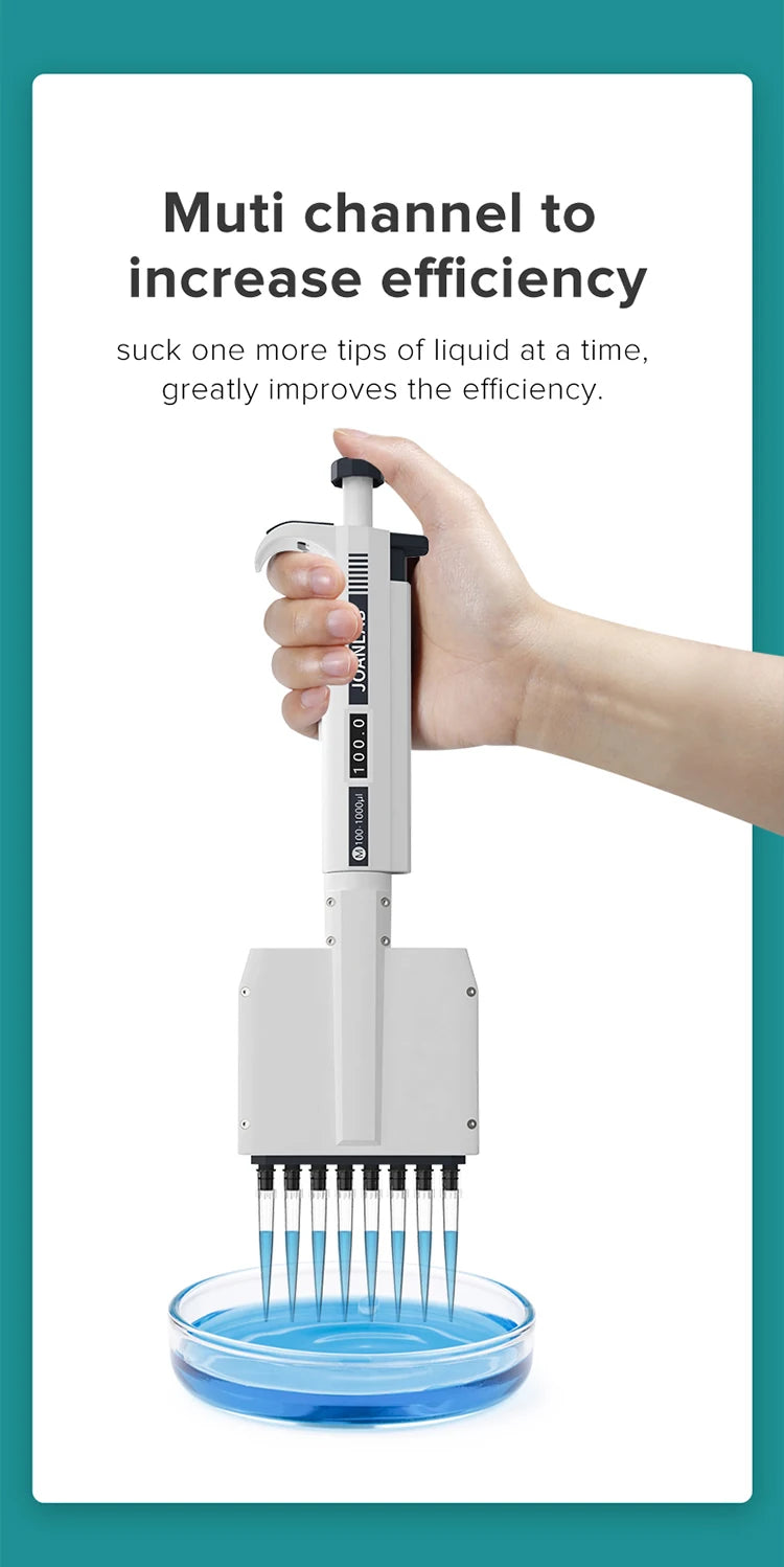 Digital 8-Channel Pipette 0.5–10µl Laboratory Tool