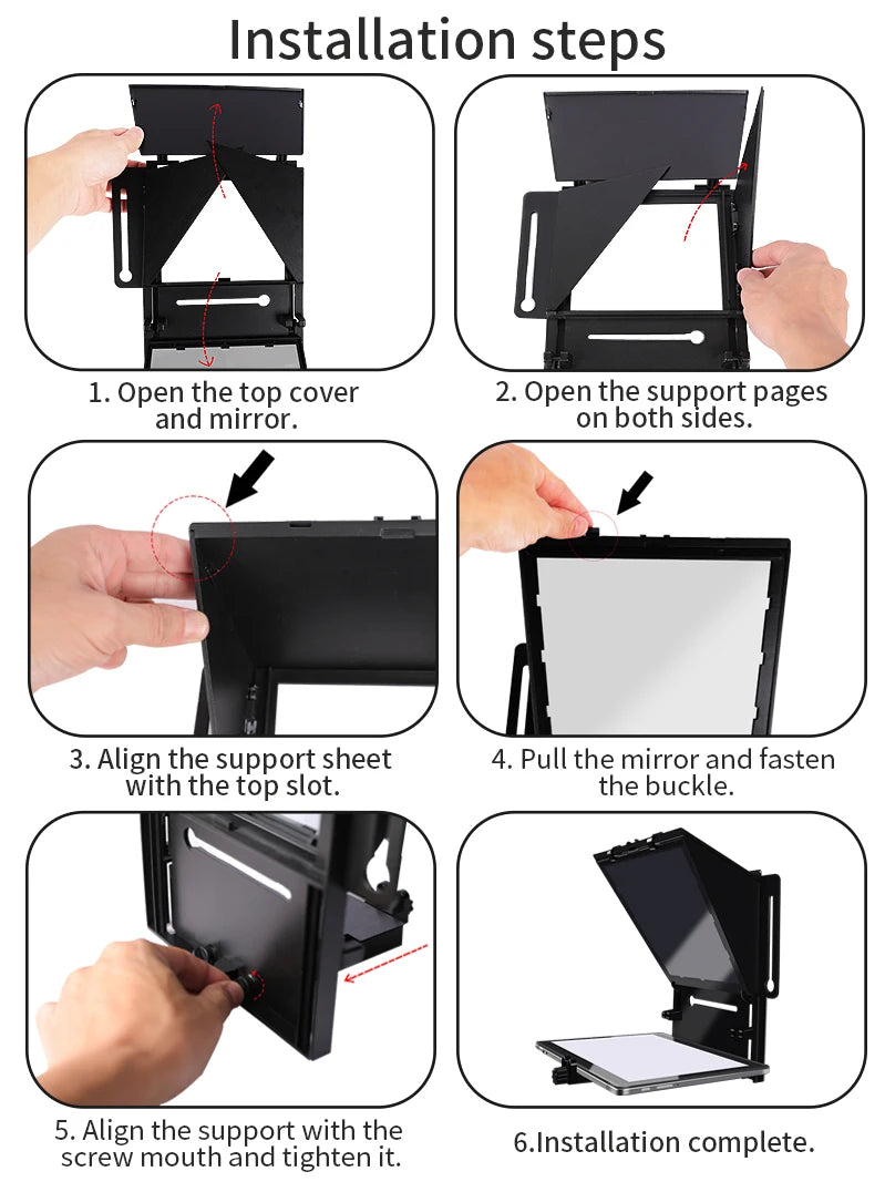 Foldable Teleprompter for 12 Inch Tablets and Phones