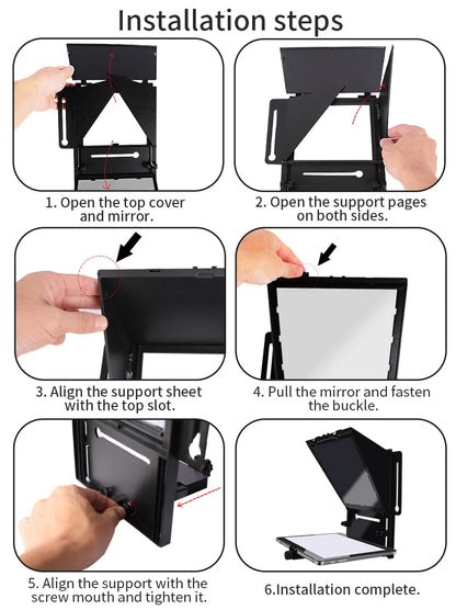 Foldable Teleprompter for 12 Inch Tablets and Phones