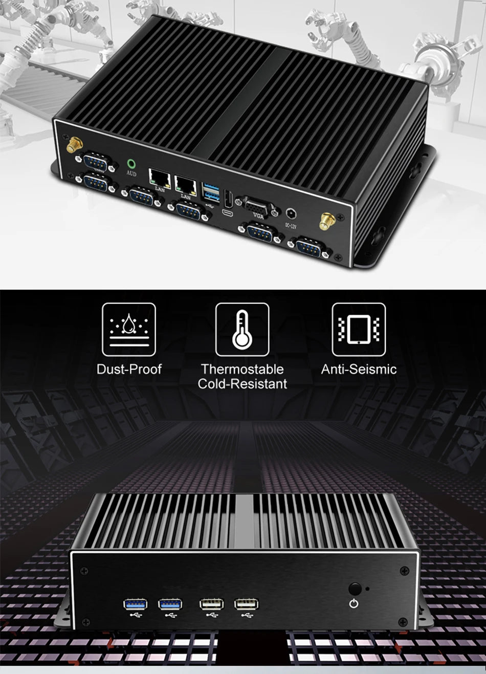 High-Performance i7 Fanless Mini Computer 8G 256G SSD Dual LAN