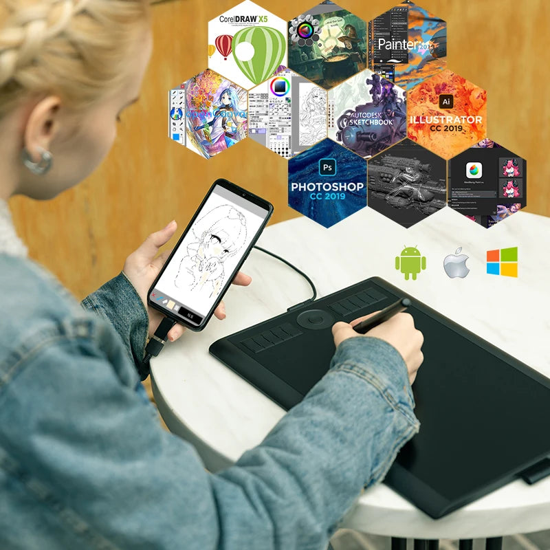 10x6.25" Graphics Tablet with 10 Shortcut Keys