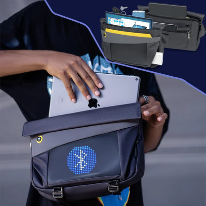 LED Pixel Art Sling Bag Waterproof Messenger Backpack