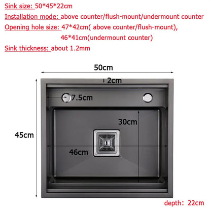 Black Concealed Kitchen Sink with Tap and Bowl