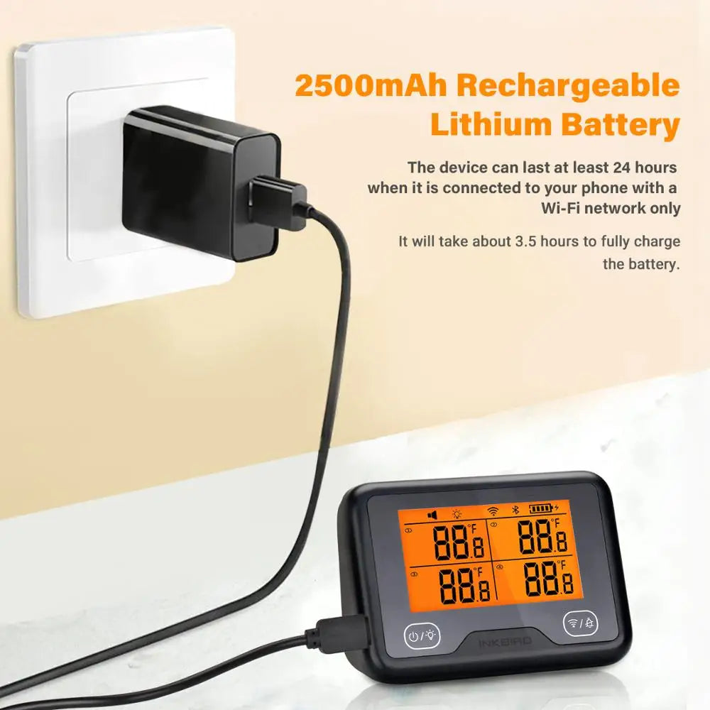 Wireless WiFi BBQ Thermometer 4 Probe Smart Grill