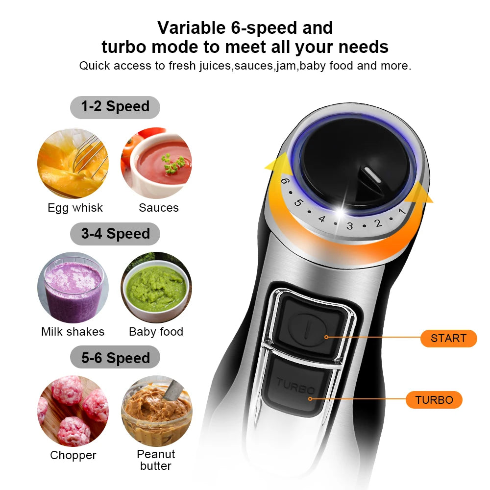 1200W 4-in-1 Immersion Hand Blender with Chopper