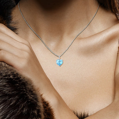 Radiant Swiss Blue Topaz 14K Gold Pendant Necklace