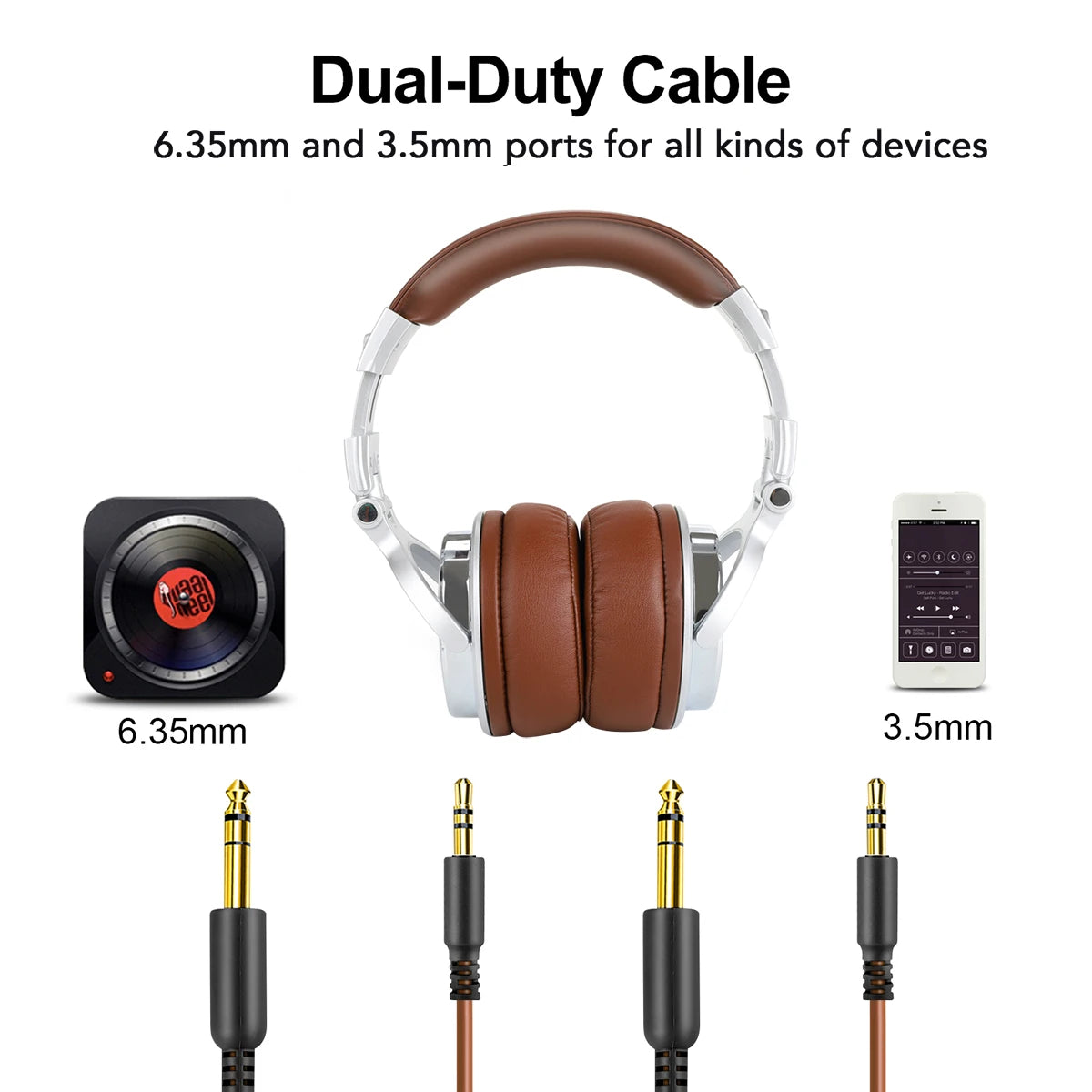 Foldable DJ Monitor Headphones with Mic for Gaming and Mixing