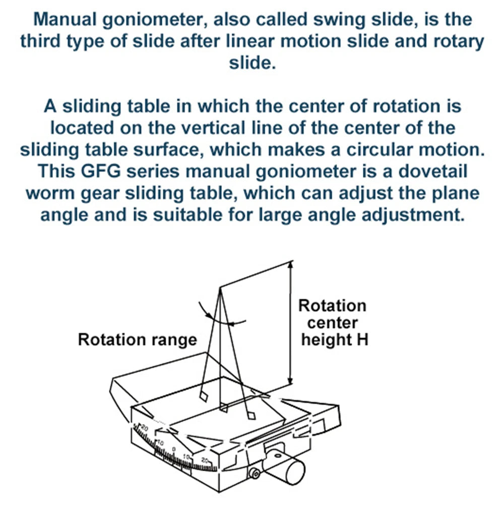 Manual XY Goniometer Stage 80x80mm Angular Adjustment Table
