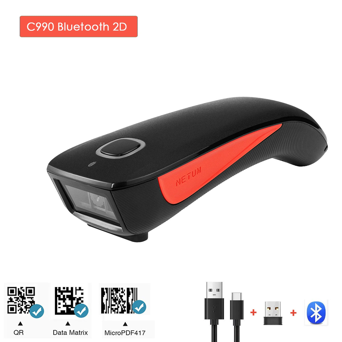 Portable Bluetooth 2D Barcode Scanner for iOS Android