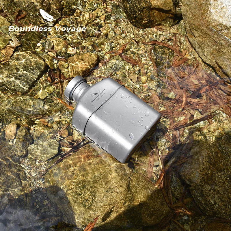 Titanium Camping Canteen Set Military Pot Pan Lid Chain
