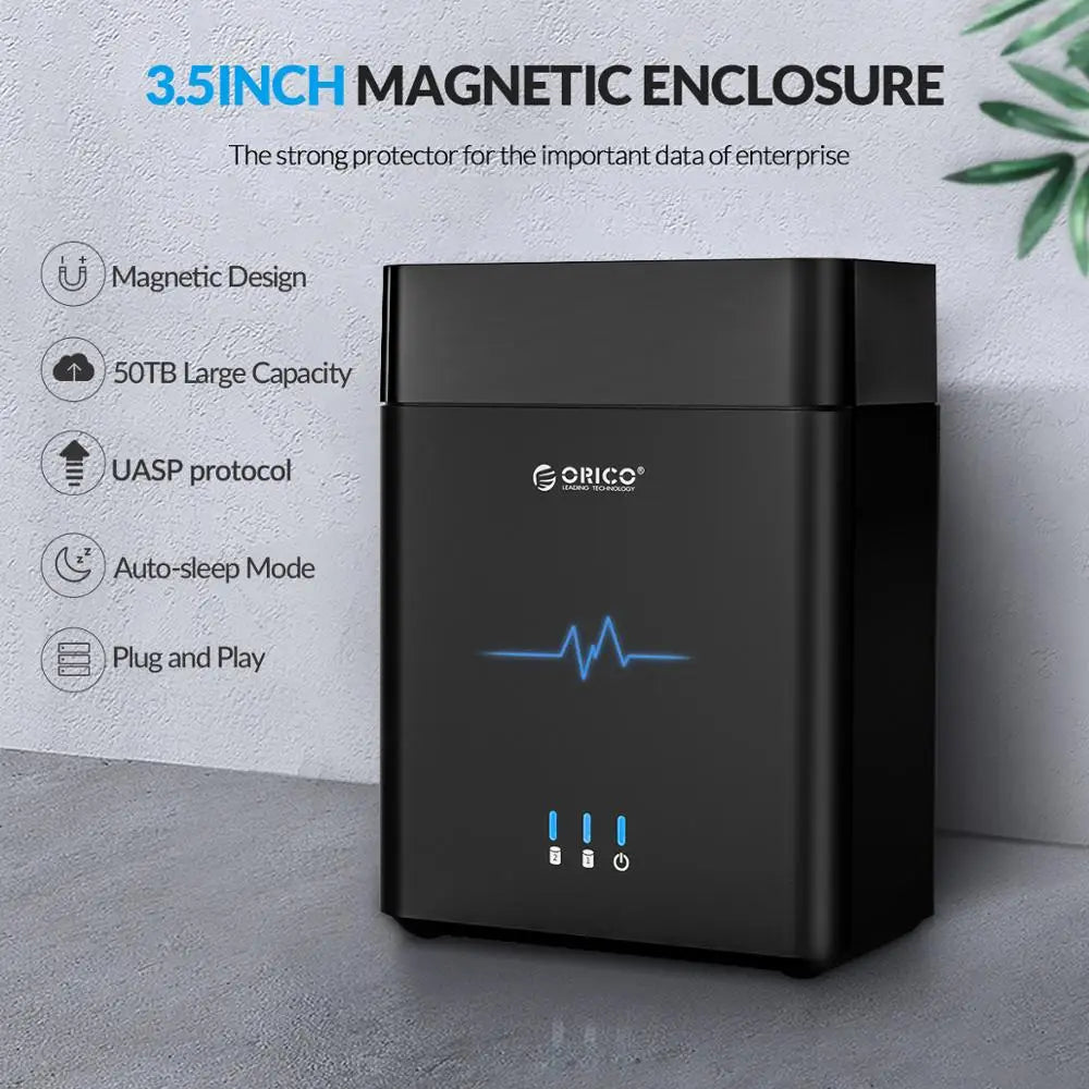 Orico Dual Bay USB-C Hard Drive Enclosure with 5Gbps Speed