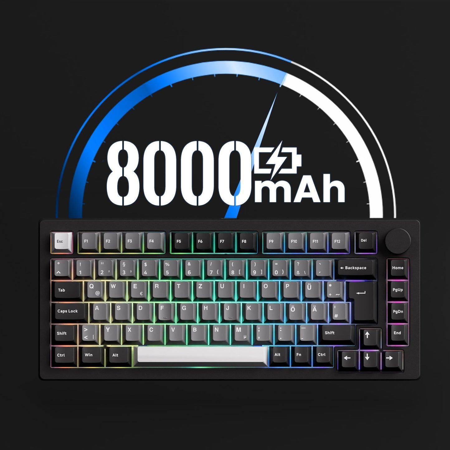 75% Mechanical Keyboard  Hot Swap RGB Black Silver