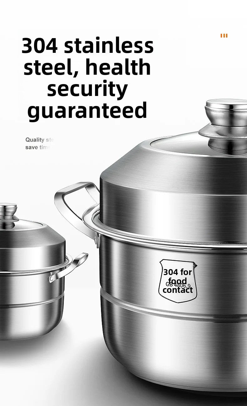 304 Stainless Steel 3-Tier Steamer 30cm