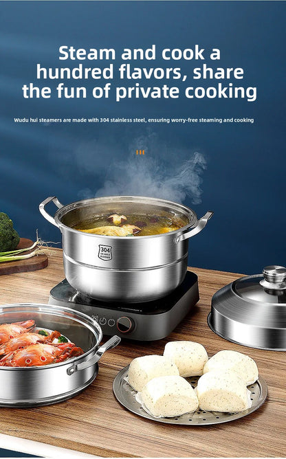 304 Stainless Steel 3-Tier Steamer 30cm