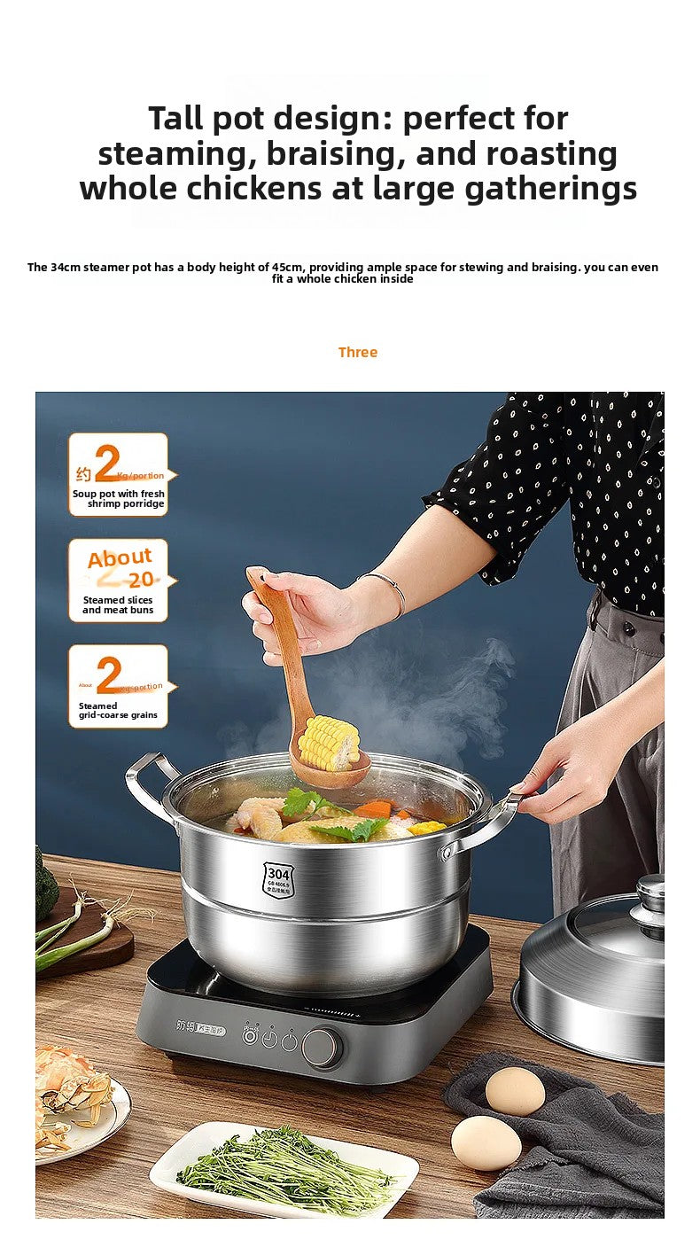 304 Stainless Steel 3-Tier Steamer 30cm
