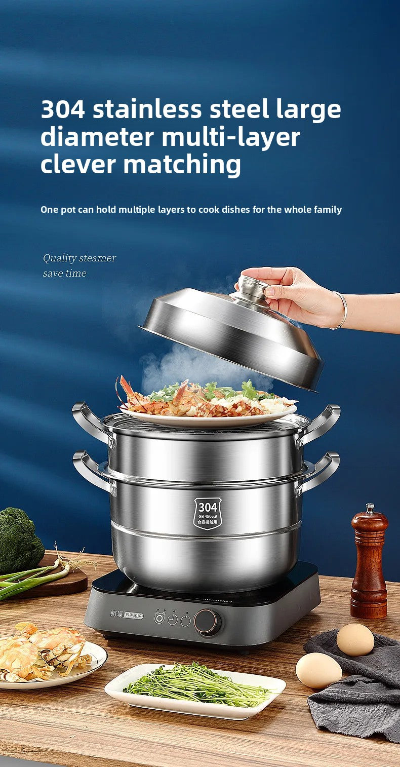 304 Stainless Steel 3-Tier Steamer 30cm