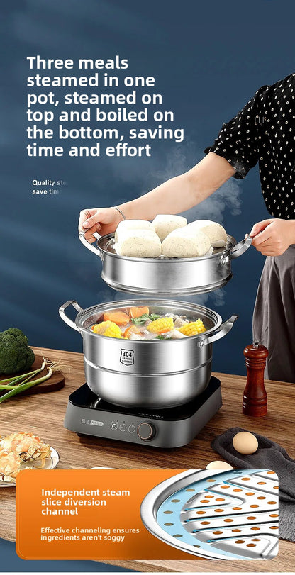 304 Stainless Steel 3-Tier Steamer 30cm
