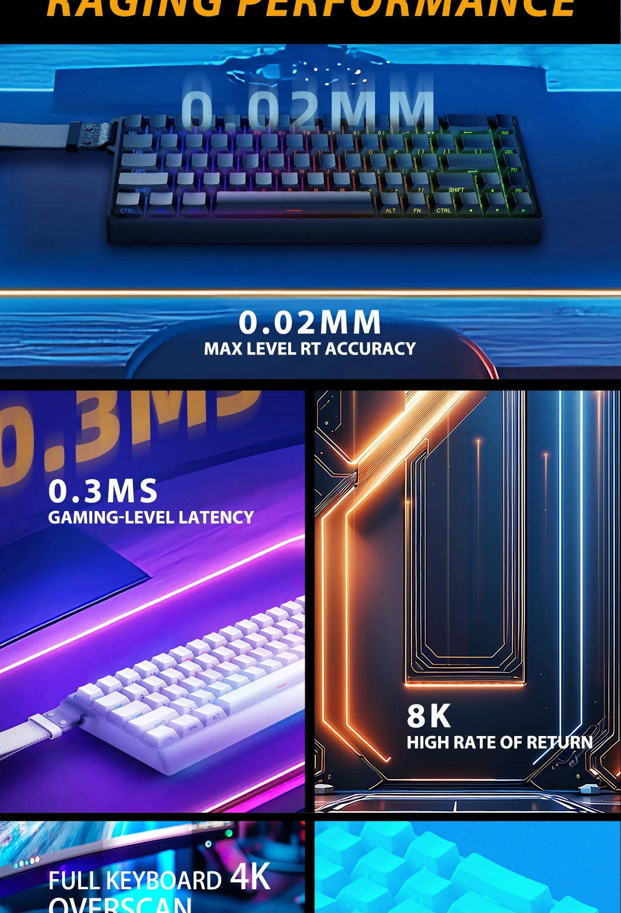 MU68 Pro Magnetic Gaming Keyboard White 8000Hz Mechanical