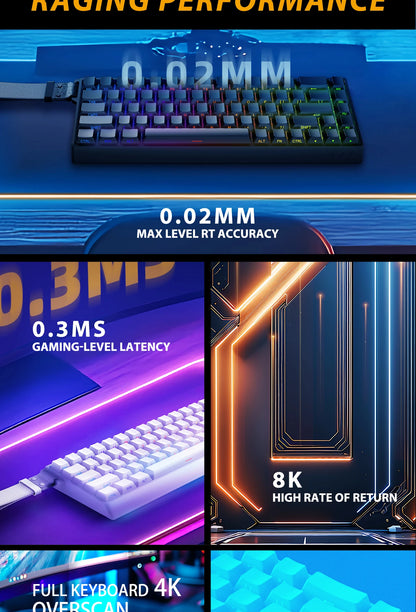MU68 Pro Magnetic Gaming Keyboard White 8000Hz Mechanical