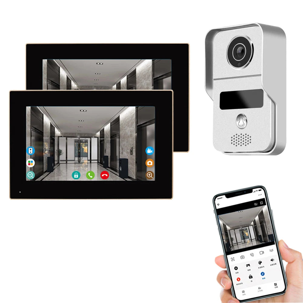 Smart Video Doorbell Intercom 7" Monitor RFID Access System