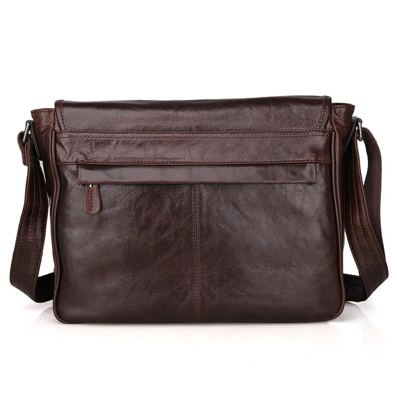 Men’s Leather Crossbody Bag Brown Oil-Waxed Style