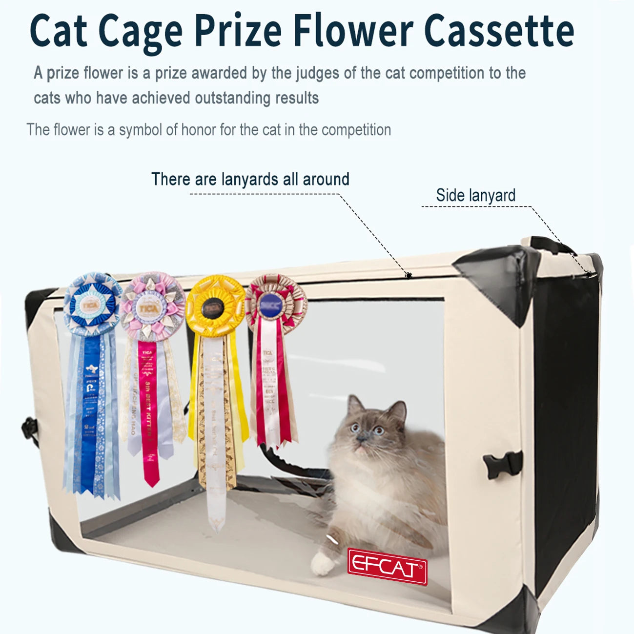 Large Pearl Gray Foldable Cat Cage for Shows and Travel
