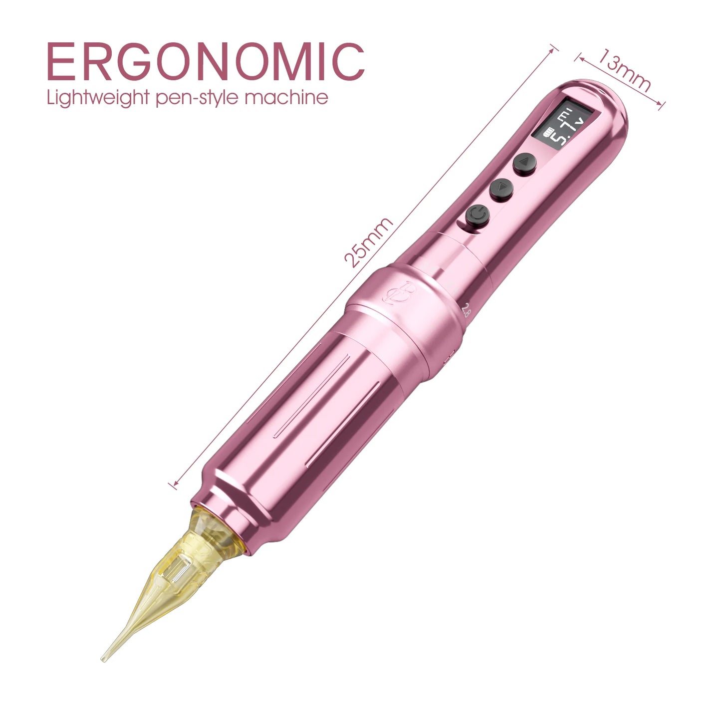 Wireless Tattoo Machine Rotary Pen with LED Display Pink