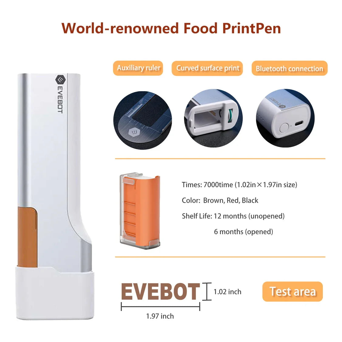 Portable Food Printer Pen Brown Ink Set
