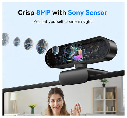 4K Streaming USB Webcam with Autofocus and Dual Microphones